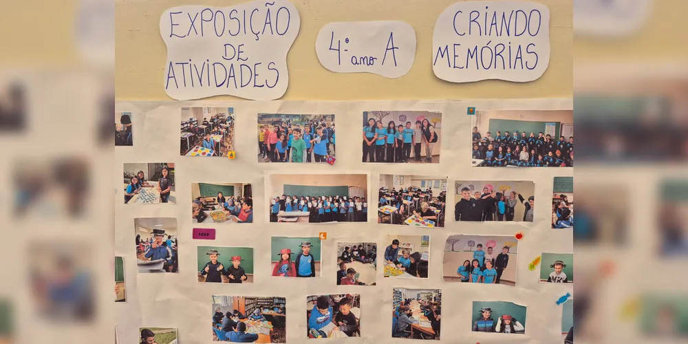 Como atividade, os alunos confeccionaram retratos e autorretratos que foram expostos aos familiares durante a entrega dos boletins