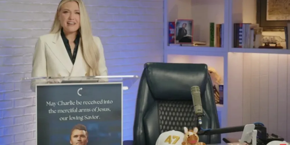 Erika Kirk em vídeo de discurso para as redes sociais