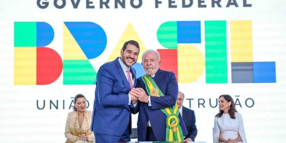 O presidente Lula durante posse de Jorge Rodrigo Messias como Advogado-Geral da União, em janeiro de 2023