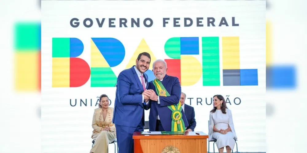 O presidente Lula durante posse de Jorge Rodrigo Messias como Advogado-Geral da União, em janeiro de 2023