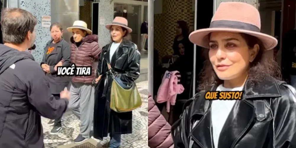 Momento em que atriz é surpreendida