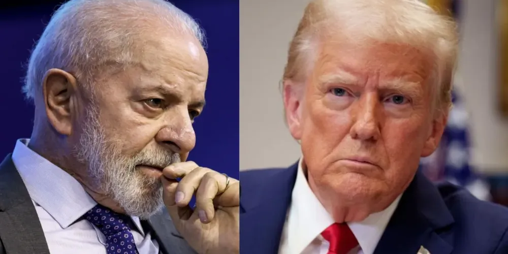 O presidente da República, Luiz Inácio Lula da Silva, à esquerda, e o presidente dos Estados Unidos, Donald Trump, à direita