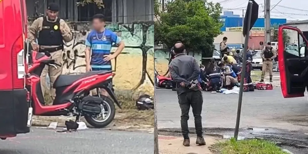As vítimas estavam sobre a moto quando houve tentativa de ultrapassagem do caminhão
