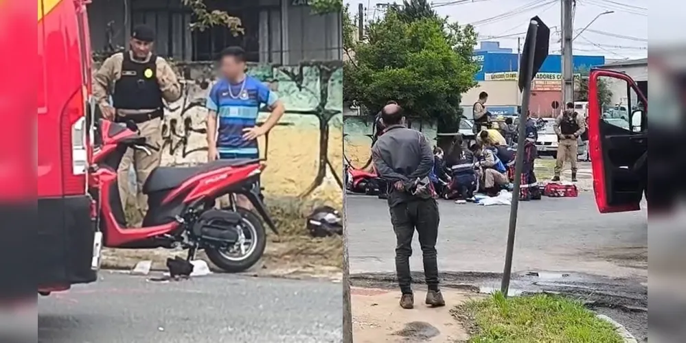As vítimas estavam sobre a moto quando houve tentativa de ultrapassagem do caminhão