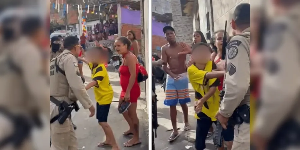 Imagens que circulam na internet mostram o momento que o PM discute com uma mulher