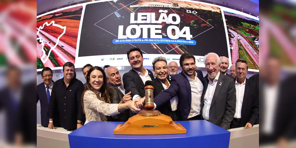 Governador Carlos Massa Ratinho Junior participou do leilão nesta quinta-feira (23) na Bolsa de Valores de São Paulo (B3)