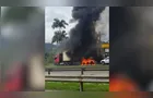 Caminhão pega fogo e interdita BR-277 no Litoral do Paraná