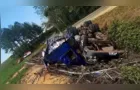 Acidente na PR-239 deixa caminhão completamente destruído