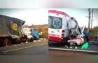 Mulher morre em grave acidente com veículo do Samu na PR-082