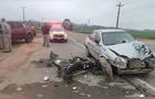 Motociclista fica ferido após colisão acidente com três veículos em Castro