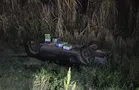 Condutor fica ferido em acidente com capotamento na PR-092, em Arapoti