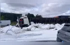 Caminhão sai de pista, espalha carga pela PR-151 e deixa trânsito lento