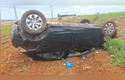 Capotamento deixa mulher ferida na PR-090, em Piraí do Sul