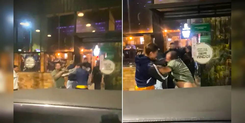 Confusão foi assistida por populares que estavam próximos ao bar