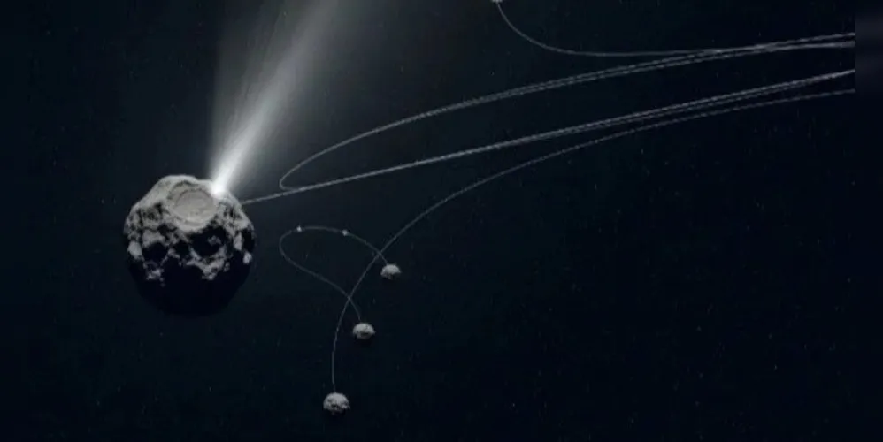 Concepção gráfica do cometa 3I/Atlas, o terceiro visitante interestelar a entrar no Sistema Solar