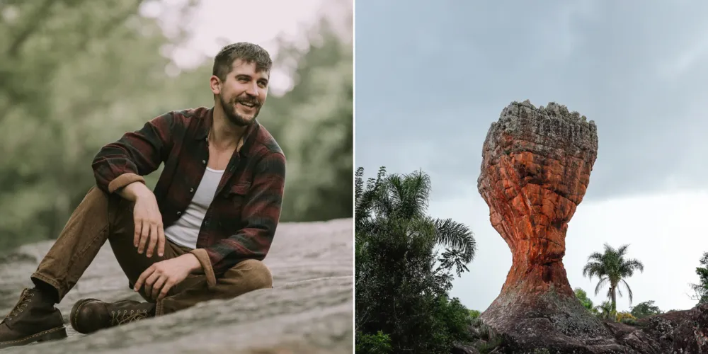 Daniel Babin visitou o Parque Vila Velha e viralizou com vídeo explicando relação entre formações rochosas e os continentes
