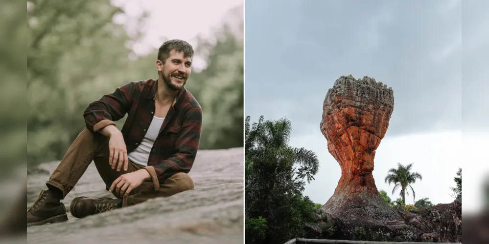 Daniel Babin visitou o Parque Vila Velha e viralizou com vídeo explicando relação entre formações rochosas e os continentes