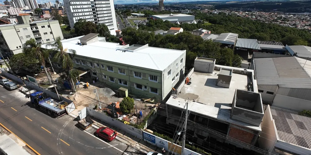 Imagem aérea revela construção do Centro Oncológico da Santa Casa em Ponta Grossa