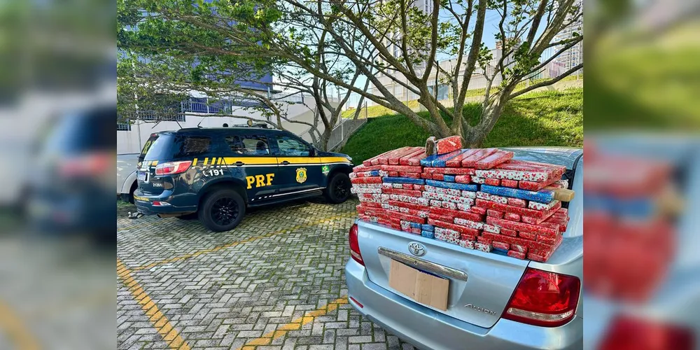 Durante a fiscalização, foram encontrados tabletes de maconha ocultos ao longo de toda a extensão do assoalho