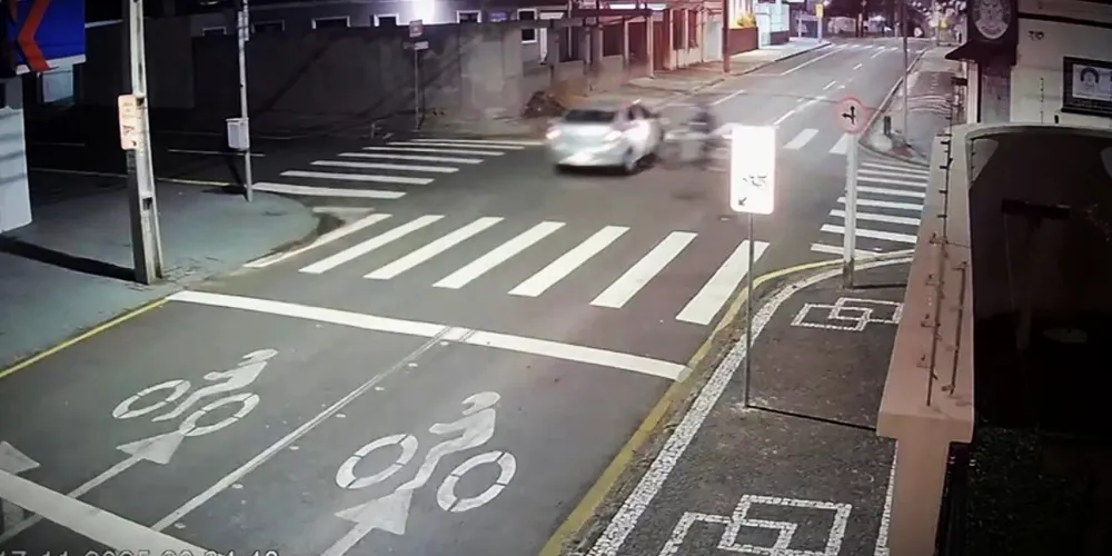 Câmera registrou o momento do acidente em Ponta Grossa