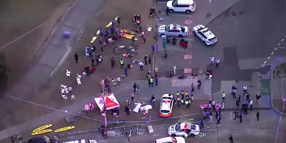 Imagens aéreas do local do ataque na praia de Bondi, em Sydney