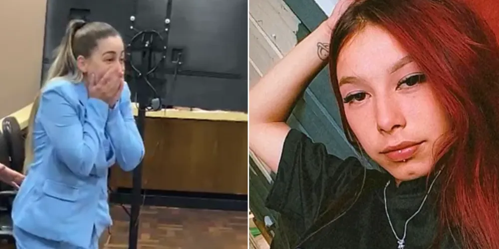 Brenda (de azul) foi absolvida no caso da morte de Eduarda (à direita)