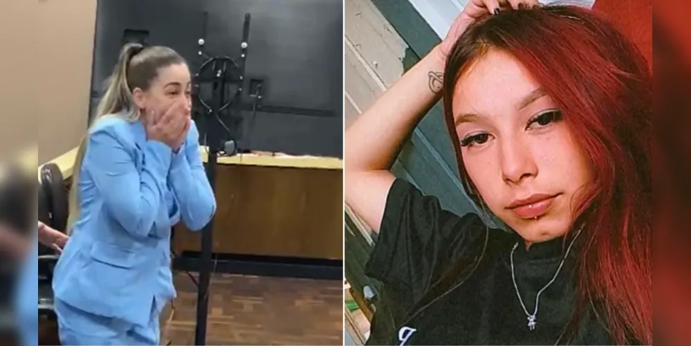 Brenda (de azul) foi absolvida no caso da morte de Eduarda (à direita)