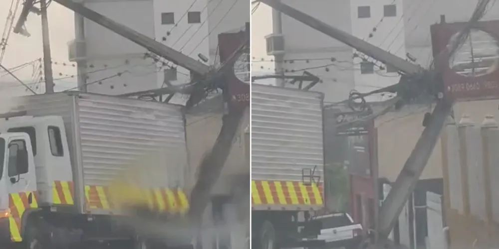 Caminhão colidiu contra poste na Vila Sabará