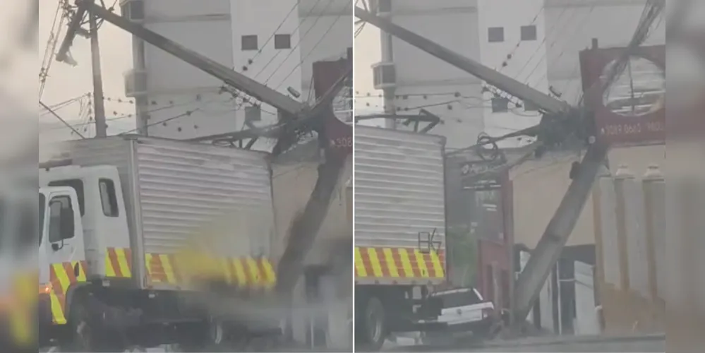 Caminhão colidiu contra poste na Vila Sabará