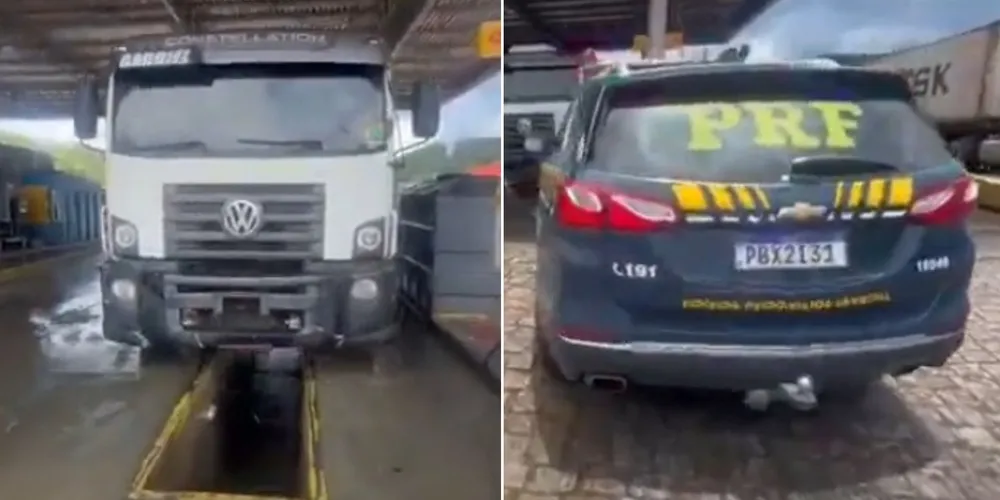 Os policiais descobriram que o caminhão possui mais de R$ 4 mil em débitos