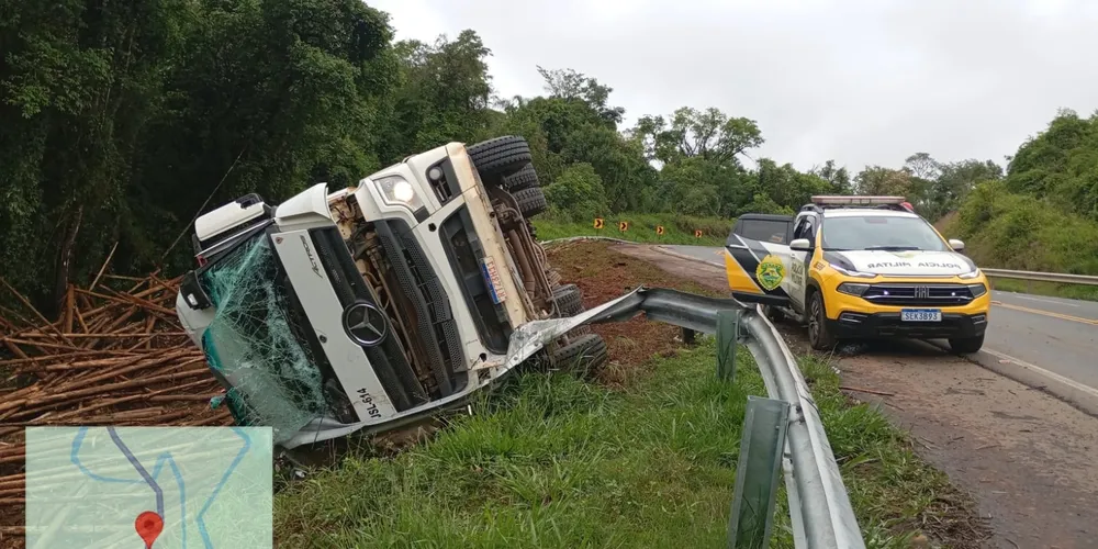 Caminhão tombou em direção a Ortigueira, na PR-340