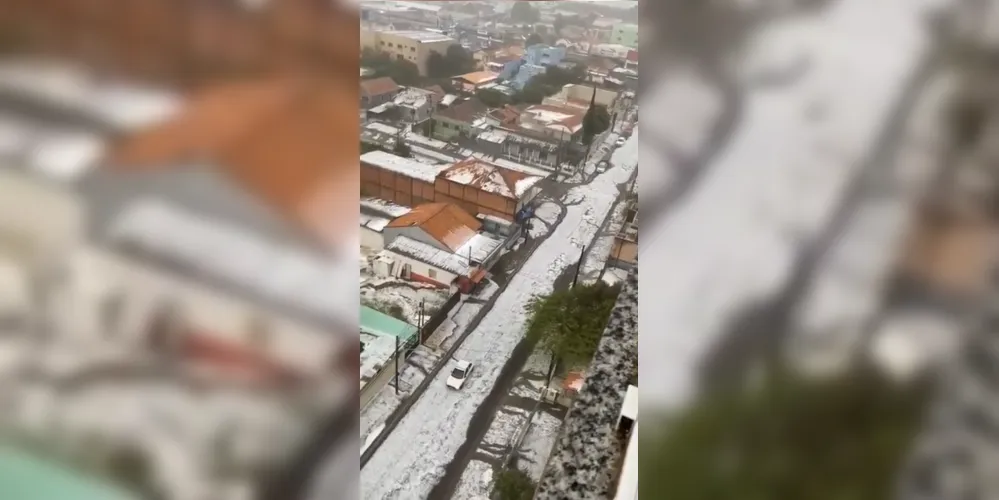 Imagem ilustrativa da imagem Registros mostram como está Ponta Grossa após tempestade de granizo