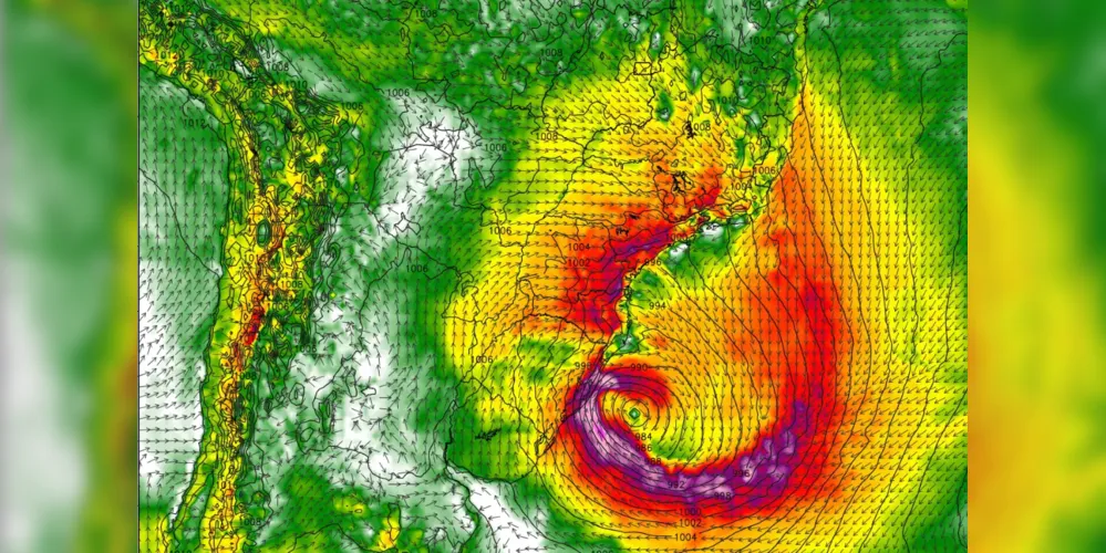 Potente ciclone está atuando na região Sul do país
