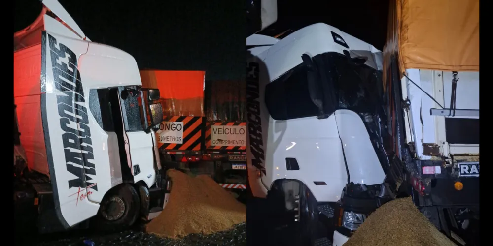 O acidente envolveu três caminhões