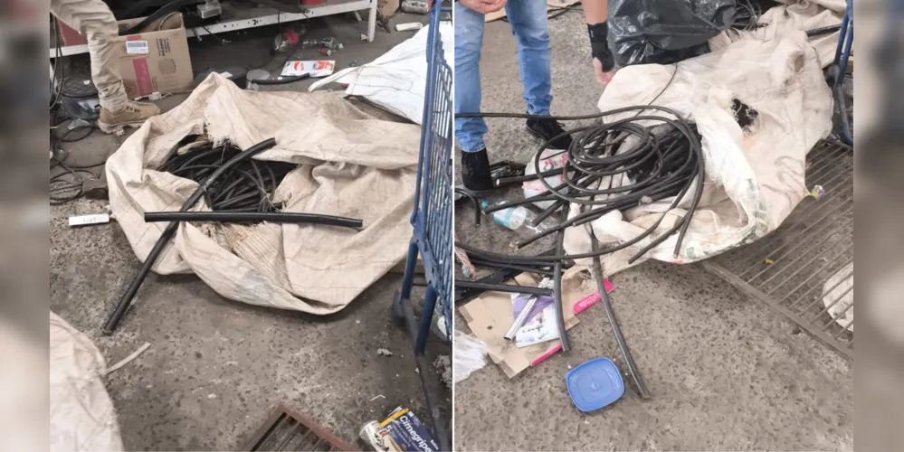 Cerca de 200 quilos de cabos de energia e telefonia foram apreendidos