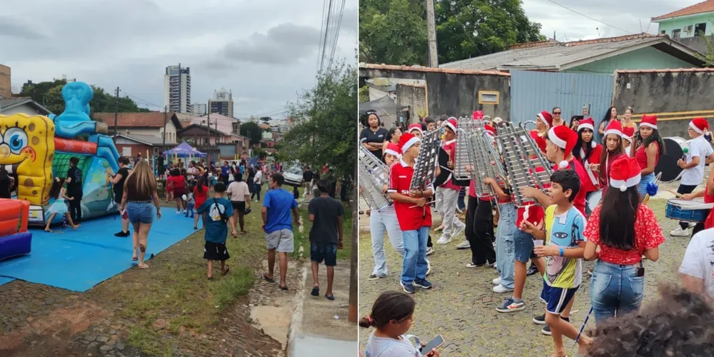 As crianças foram surpreendidas pelo Papai Noel