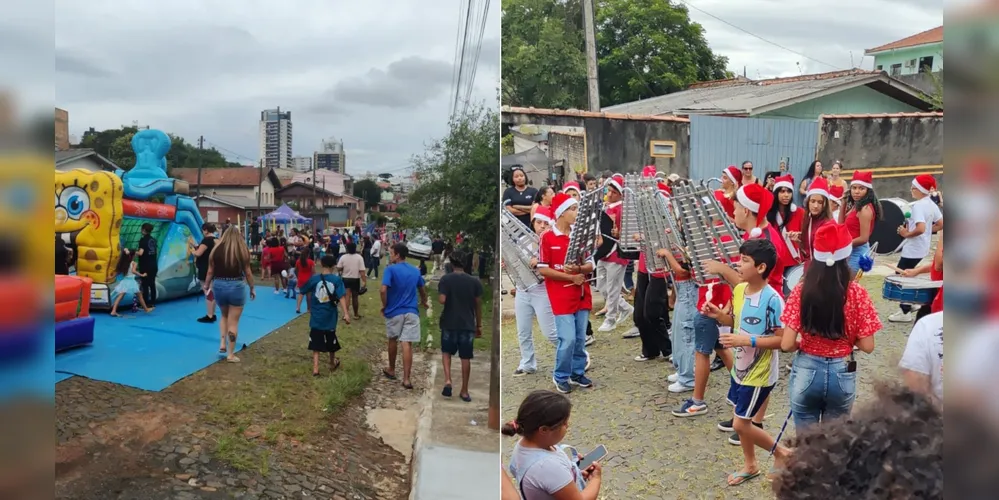 As crianças foram surpreendidas pelo Papai Noel
