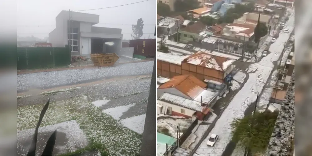 Tempestade deixou a cidade "branca" na tarde dessa segunda-feira (24)
