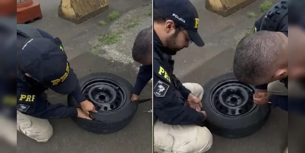 Policiais localizaram celulares no estepe do veículo