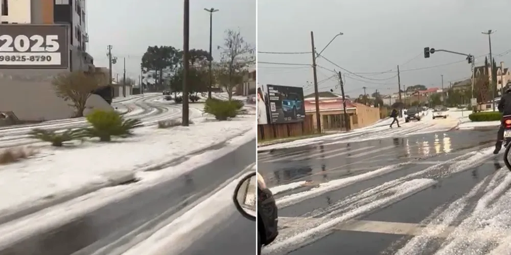 A região de Uvaranas foi fortemente atingida pelas pedras de gelo