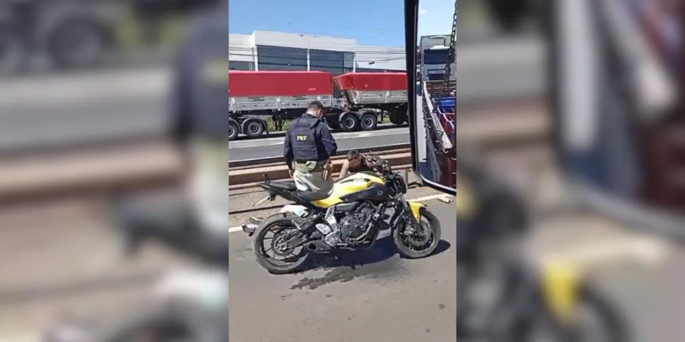 Condutor da caminhonete e o motociclista sofreram ferimentos