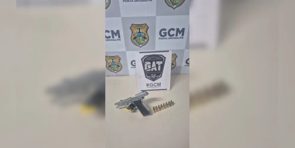 Agentes localizaram uma pistola Taurus PT 92, calibre 9 mm, embaixo do tapete do lado direito