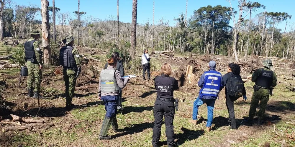 Forças de segurança reunidas durante  fiscalização