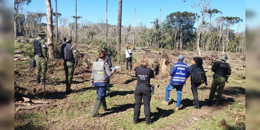 Forças de segurança reunidas durante  fiscalização