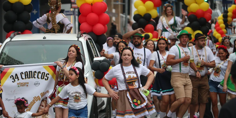 O desfile de blocos da 34ª Münchenfest aconteceu na tarde deste sábado (15)