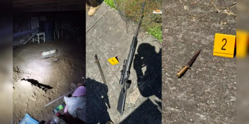 Buraco encontrado pelos agentes na residência