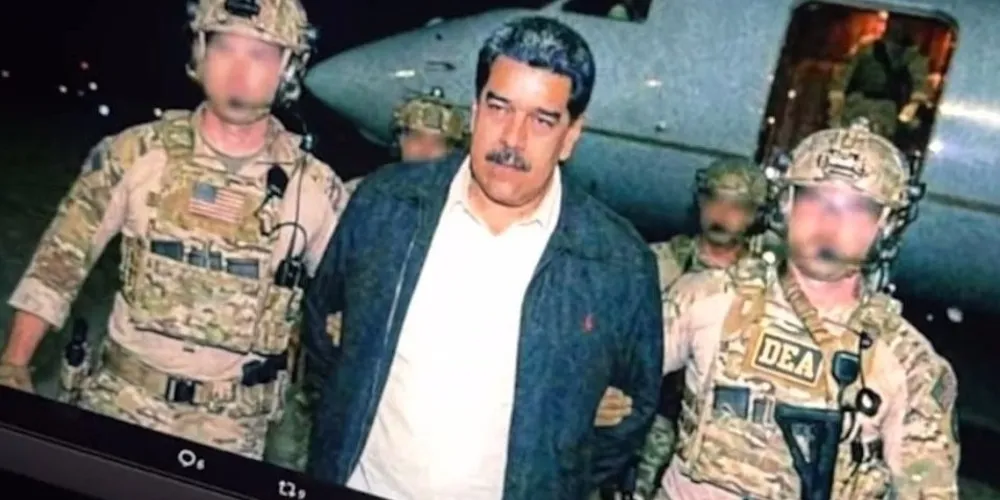 Imagens que circulam nas redes sociais mostram Maduro sendo levado
