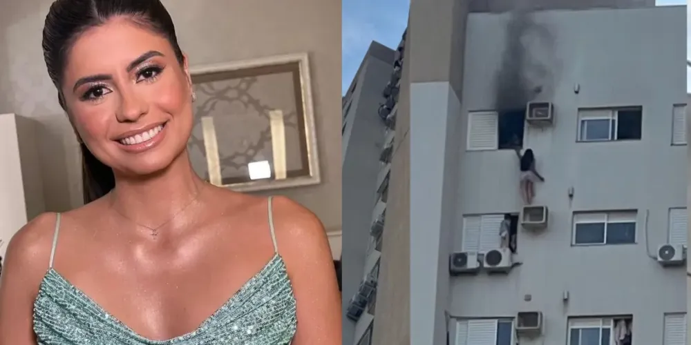 A mulher de 28 anos se pendurou sobre uma caixa de ar condicionado para salvar familiares de um incêndio no PR