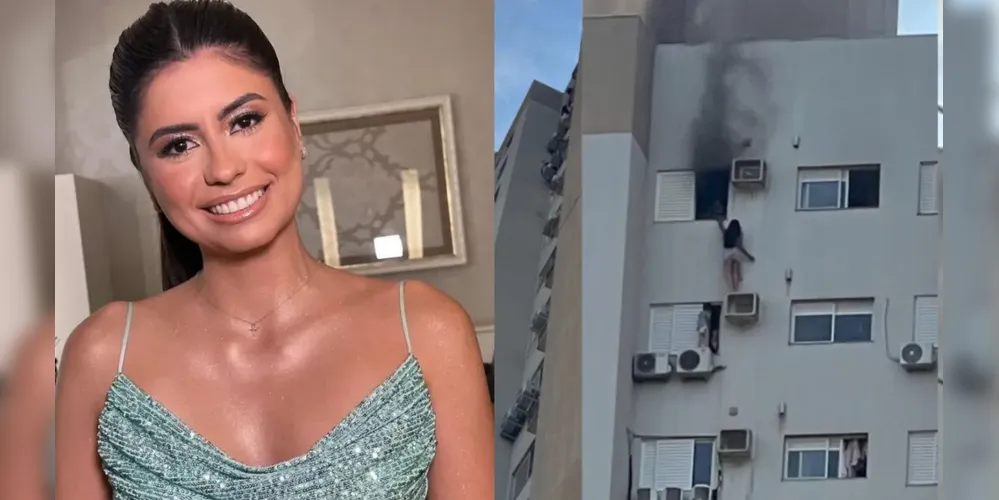 A mulher de 28 anos se pendurou sobre uma caixa de ar condicionado para salvar familiares de um incêndio no PR