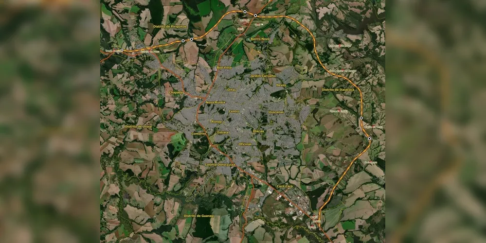 Novo traçado rodoviário proposto